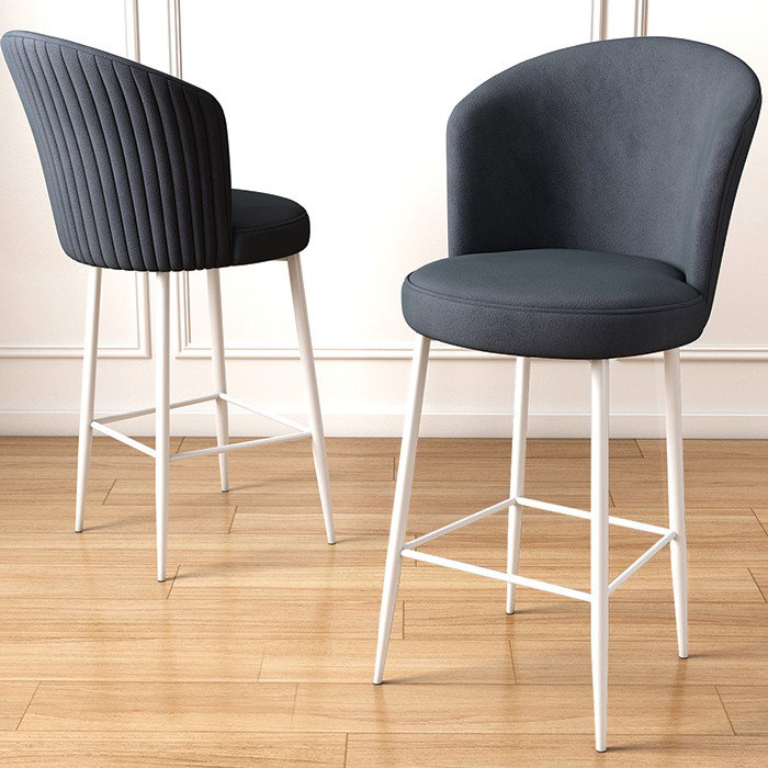 Hanah Home Juego 2 Taburetes de Bar Alte, Antracita y Blanco, 46x102x40 cm